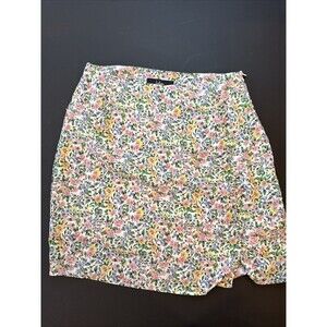 Lulus Women's Pleated Skirt Size S Floral Print with Button Detail